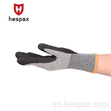 Hespax Cut Protection HPPPE Gloves de seguridad Nitrilo Bajo